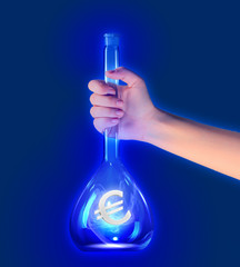 Test tube with euro sign