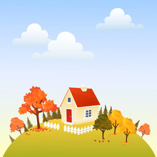 Cute House On Autumn Hill