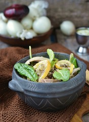 Canvas Print - chicken and peas salad.