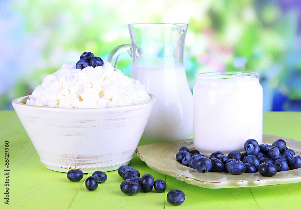 Fresh dairy products with blueberry