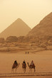 Giza Plateau in a sand storm, Cairo