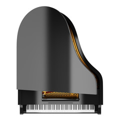 Wall Mural - top view of black grand piano isolated on white background