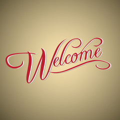 Wall Mural - 'Welcome' hand lettering, handmade calligraphy