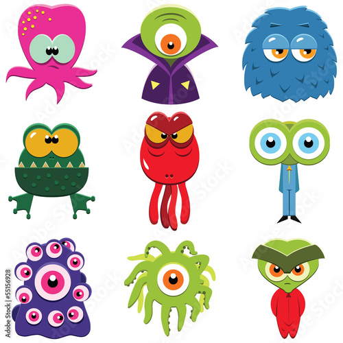 Fotografía Set of funny cartoon monsters isolated on white