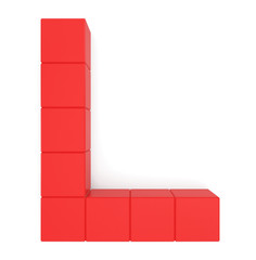 Wall Mural - letter L cubic red