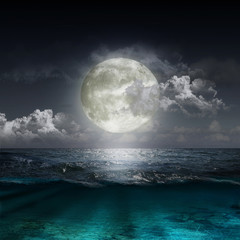 Wall Mural - moon reflecting in a lake