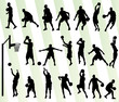 © kstudija - Man basketball vector background silhouette set