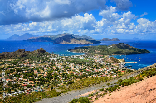 Fotografie, Obraz Landscape view of Lipari islands in Sicily, Italy