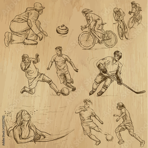 Fototapeta dla dzieci Sport around the World (part 1). Collection of hand drawings.