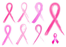 7 Different Breast Cancer Ribbons In Brush Strokes