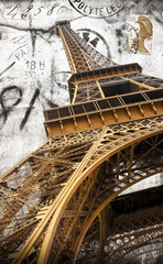 Sticker - cartolina vintage della tour Eiffel