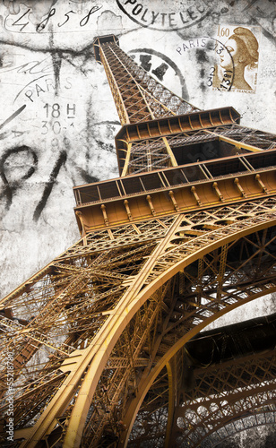 Fototapeta do kuchni cartolina vintage della tour Eiffel