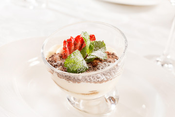 Canvas Print - Tiramisu with strawberry