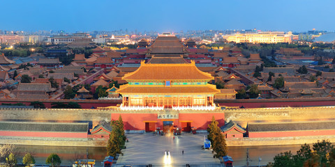 Fototapete - Forbidden City at dusk
