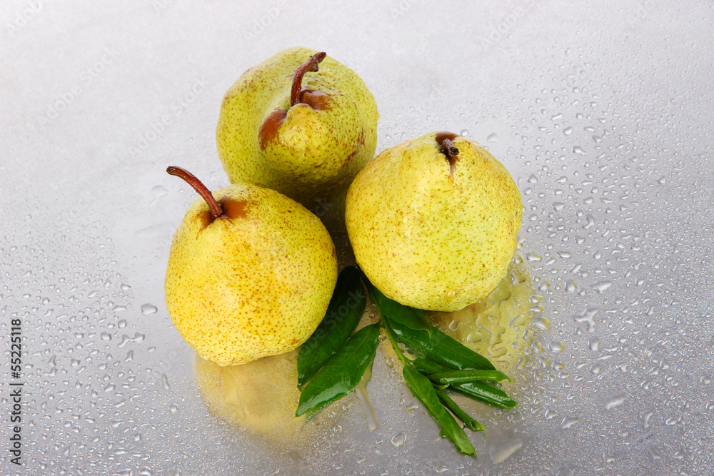 Pears on metal background