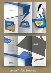 Wall Mural - tri-fold fashion brochure design vector illustartion.