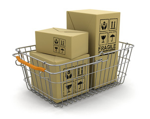 Sticker - Shopping Basket and packages (clipping path included)