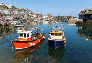 Poster - Mevagissey harbour Cornwall England boats