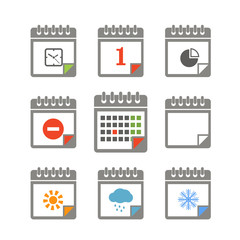 Poster - Different styles of color calendar icons collection