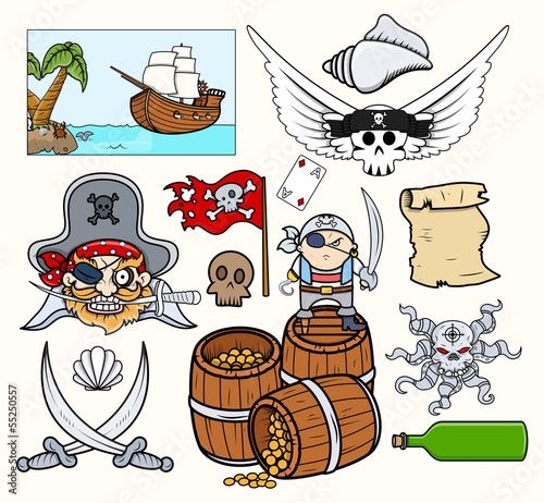 Obraz w ramie Pirate Vectors Set