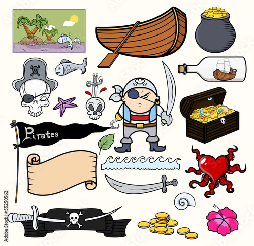 Naklejka dekoracyjna Pirate Cartoons Vector