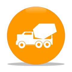 Canvas Print - Camion bétonnière dans une boule orange