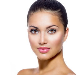 Wall Mural - beautiful face of young woman with clean fresh skin