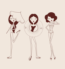 Wall Mural - fashion girls in bikini