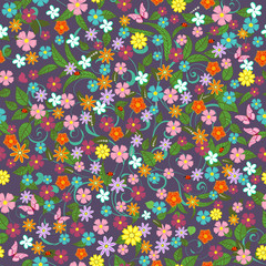 Wall Mural - Cute seamless floral texture