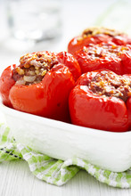 Stuffed Peppers With Meat And Bulgur