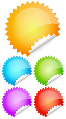 Poster - Peeling shiny rounded vector stickers, labels, badges