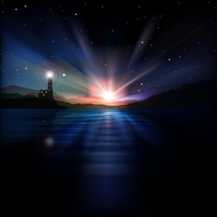 Wall Mural - abstract background with lighthouse