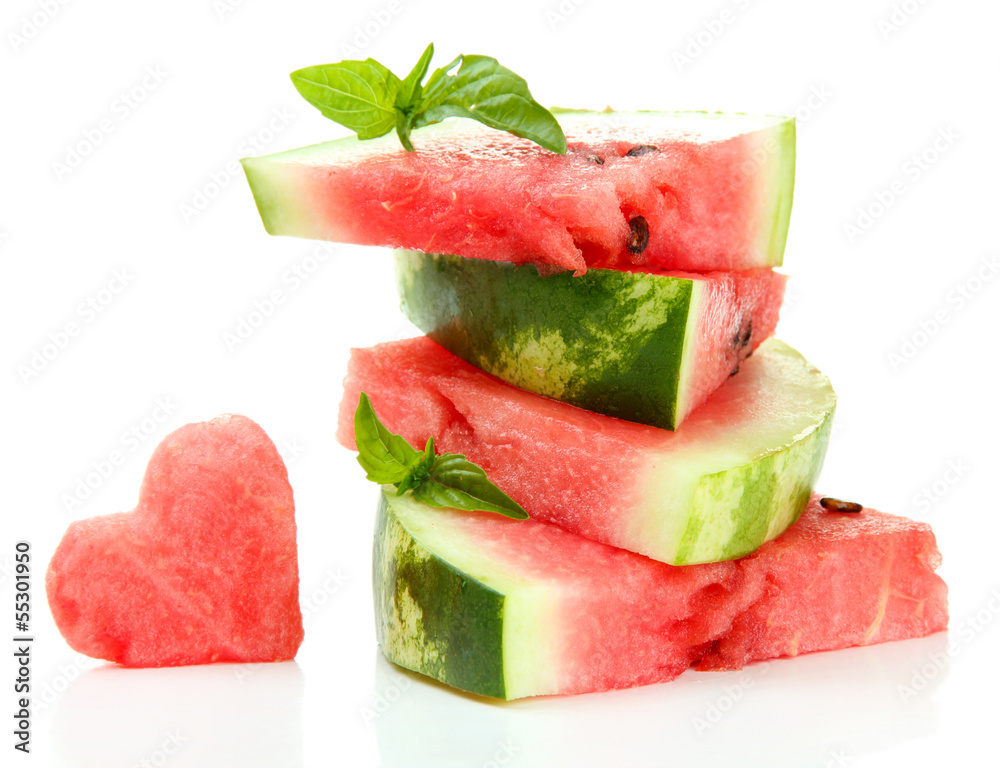 Fresh ripe watermelon isolated on white