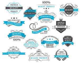 retro labels, headers and calligraphic elements