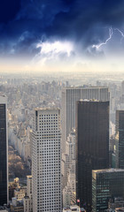 Wall Mural - Dramatic sky over New York City - Aerial view