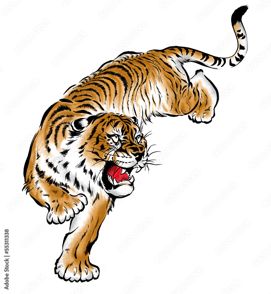 日本画　『虎』 日本画虎Stock Illustration | Adobe Stock