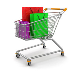 Sticker - Shopping Cart and Bags  (clipping path included)