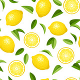 Seamless background with lemons. Vector illustration.