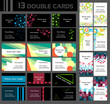 zestaw 13 podwójnych kolorowych wizytówek