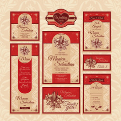 Wall Mural - set of floral wedding cards