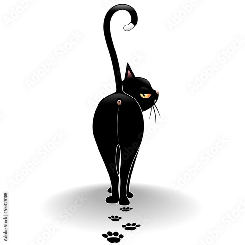 Disdainful Black Cat Cartoon-Gatto Nero Sprezzante