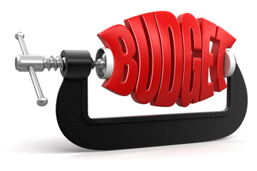 Poster - budget in clamp (clipping path included)