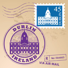 Stamp Set With Dublin, Ireland Inside, Vector