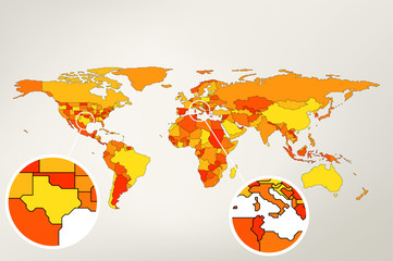 Fototapete - Abstract simple world map