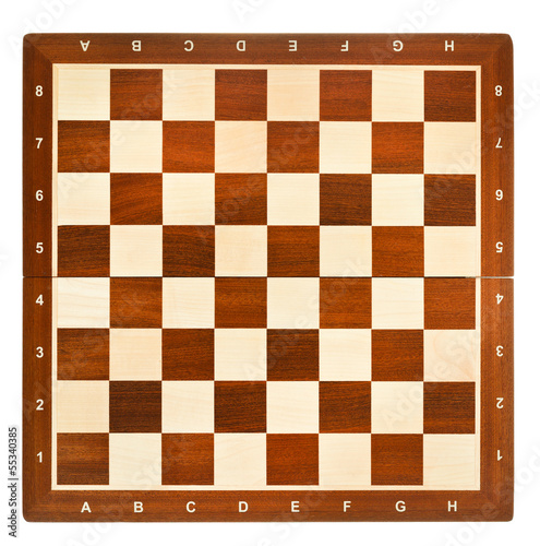 Fotomural top view of wooden chessboard
