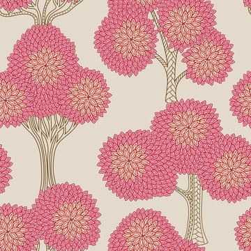 Fototapete -  - Trees seamless pattern