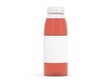Flasche aus Plastik rot mit Etikett