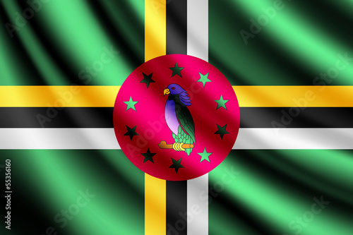 Fototapeta na wymiar Waving flag of Dominica, vector