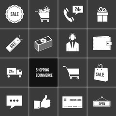 Poster - vector business shopping and ecommerce icons set
