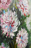 Closeup oil painting bouquet of peony flowers